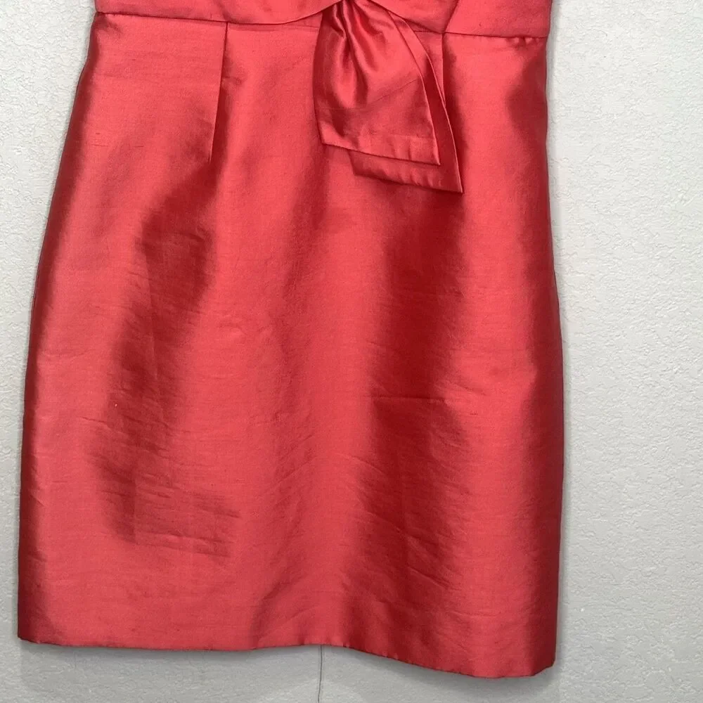 Kate Spade Mina Dress Size 8 Strawberry Silk Sleeveless Bow Waist Party Cocktail